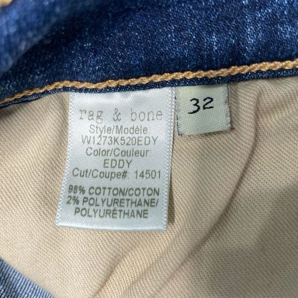 Rag & Bone Jeans Blue Dark Denim Skinny Womens Size 32 High Rise - Picture 3 of 9